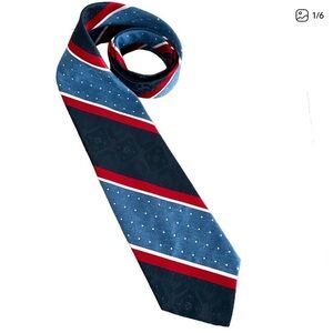 YSL YVES SAINT LAURENT PARIS Neck Tie Stripes Red White Blue